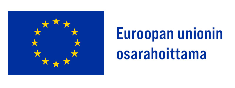 Euroopan lippu ja teksti: Euroopan unionin osarahoittama