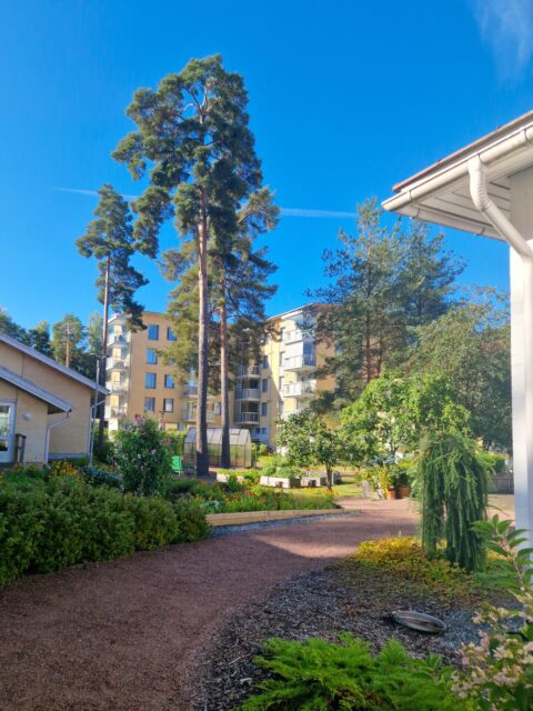 Puut ja käytävät DiakonKylän puutarhassa